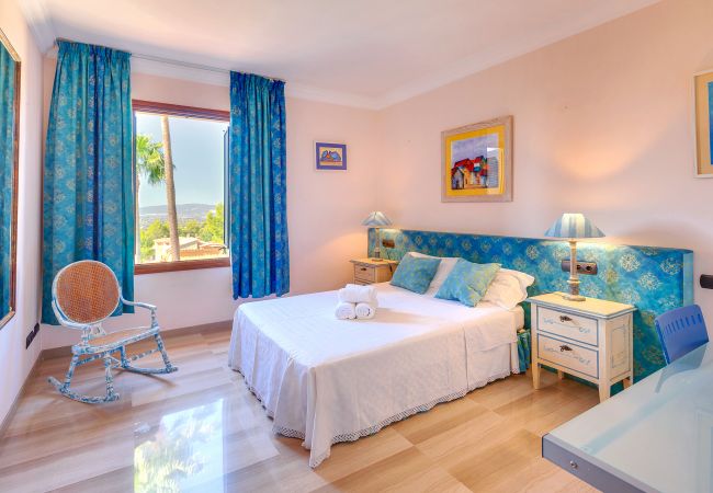 Villa Tierraseca Bunyola  Bedroom with great lighting and wide views.