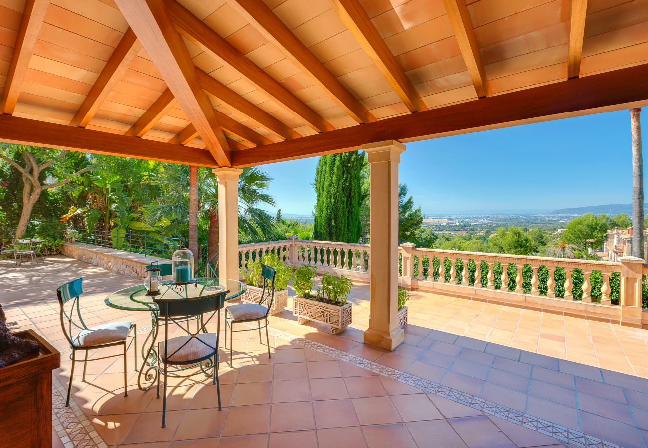 Covered outdoor dining area with views. Covered outdoor dining area with views.